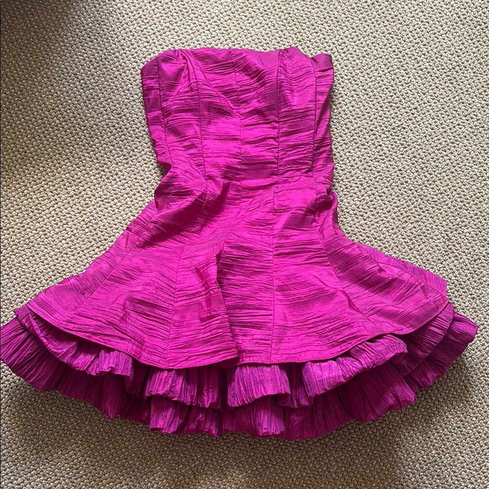 Jessica McClintock Magenta Pink Puffy Mini Dress